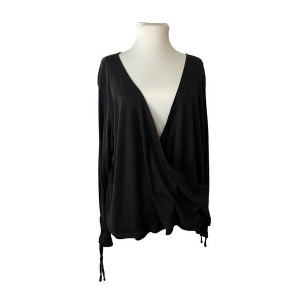 1. State Black Faux Wrap Ribbed Knit Top 2X NWOT